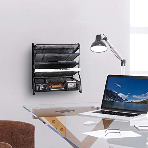 Simple Trending 5Trays Mesh Desk File Organizer Vertical Document