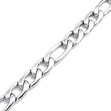 KONOV Mens Heavy Wide Stainless Steel Medium Figaro Chain Necklace 16-40
