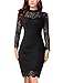 Noctflos Women's Black Long Sleeve Lace Cocktail Dresses for Holiday Evening Party New Year’s Eve Funeral