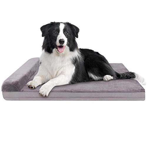 JoicyCo Large Dog Bed Crate Mat Dog Beds for Large Dogs Headrest Pillow