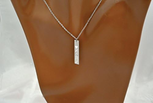 Personalized Stainless Steel Vertical Name Bar Nameplate Necklace Pendant Engraved Free