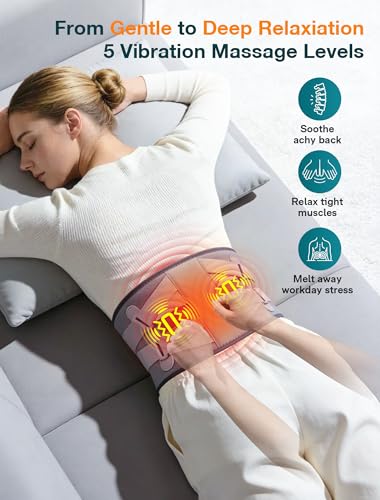 ALLJOY 67" Cordless Heating Pad for Back, FSA Eligible Items Only List, Father-s Day Gift-s for Dad Women Men, Portable Lower Back Massager with 3 Heat 5 Vibration, Wireless Heating Pad for Cramps