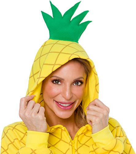 Silver Lilly Slim Fit Pineapple Costume - Adult One Piece Cosplay Novelty Pajamas (Yellow, Large)