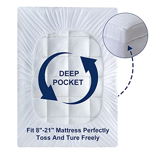 LUTE Cooling Mattress Topper Queen Size, 400TC Cotton Extra Thick