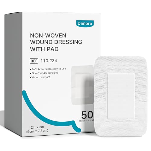 Dimora Non-Woven Adhesive Wound Dressings 5cm x 7.5cm | Sterile Hypoallergenic Fabric Bandages | Flexible & Breathable Wound Pad for Cuts, Scrapes & Post-Op | Gentle Secure Fixation