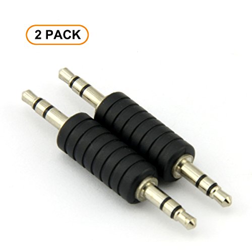 RuiLing 2PCS 3.5mm Jack to 3.5mm Audio Male Adapter Connectors.(Plastic and Metal Black)
