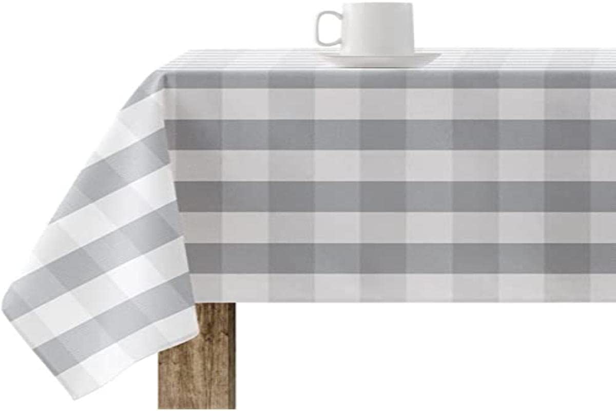 BELUM | Resinated Tablecloth Stain Resistant Paintings 0120-100, Tablecloth Plaid Vichy Size; 100x140 cm, Tablecloth Anti Stain NO Rubber, Tablecloth Vichy Grey, Tablecloth Fabric 100% Organic Cotton