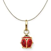 The Black Bow 14k Yellow Gold 3D Red Enameled Ladybug (7mm) Necklace