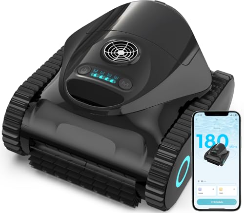 C1 Cordless Pool Cleaner Robot – 180 Mins Run Time, Triple-Motor Powerful Suction, Wall & Waterline Cleaning, Smart APP Navigation, Dual-Layer Filtration for Inground Pools up to 150㎡ (Onyx)