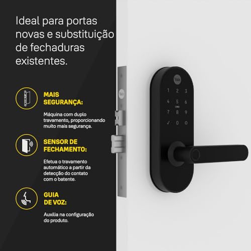 Fechadura Digital YMC 420W Preto Fosco | Yale