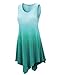 Lock and Love LL WT1053 Womens Round Neck Ombre Sleeveless Tunic Tank Top XL Teal
