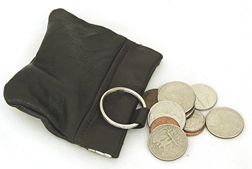 Leather Coin Purse Wallet Metal Spring Closure With Key Chain Loop Inside NEW