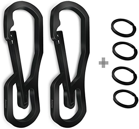 Idakey Full Stainless Steel Anti-Lost Keychain Carabiner Home Keys Tool with 2 Extra Key Rings for Home