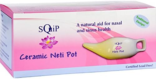 Squip Products Ceramic Neti Pot with 20 Saline Solution Packets - 13.3 oz