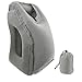 GikPal Inflatable Travel Pillow, Portable and Ergonomic Head Neck Rest Pillow Fast Inflating Nap Traveling Pillow for Airplanes, Cars, Buses, Trains, Office Napping, Camping (Grey)
