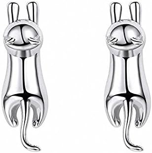 INNERSO Naughty Kitty Cat Stud Earrings Sterling Silver Earring Studs Cat Lover Gifts Lovely Cat Stud Earrings for Girls Women