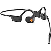 IHAO Open Ear Air Conduction Bluetooth Headphone Dual Mic Rotatable Boom Mic Active Noise Cancellation IPX5 Waterproof Bluetooth 5.4 Pain-Free Design for Sports Work Outdoor Activities-DG09 Black