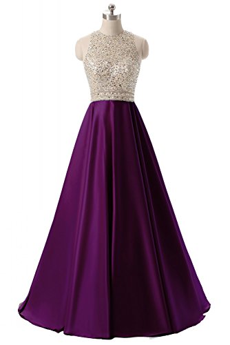 HEIMO Women's Sequined Keyhole Back Evening Party Gowns Beaded Formal Prom Dresses Long H123 14 2-Grape - Thumbnail 6