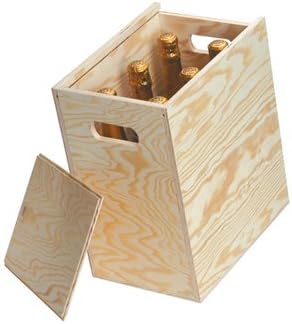 6 botella tapa deslizante caja de madera/Hamper: Amazon.es: Oficina y papelería