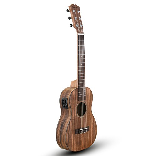 Caramel CB203G 6 String All Solid Acacia Acoustic & Electric Ukulele Guitalele with Truss Rod