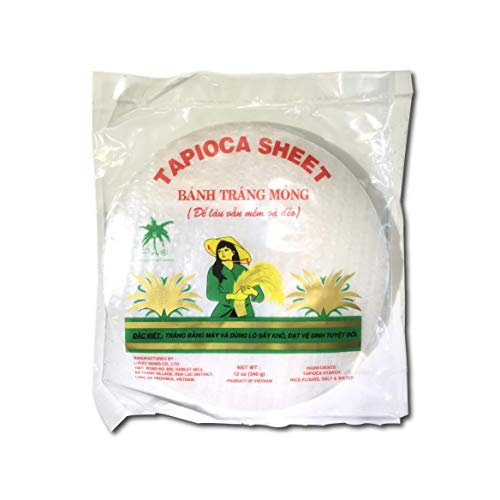 12oz Tapioca Sheet Spring Roll Rice Paper Wrap (6 in, 8 in, 9.5 in) (9.5 inch)