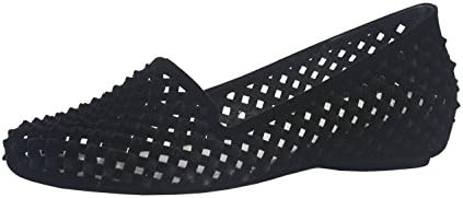 Rosegirl Women's Velvet Spike Latticed Flat Shoes (7, Black)