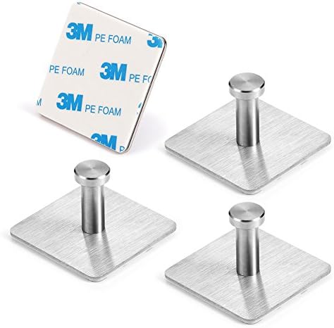 3m Hooks Bathroom Towel Utility Adhesive Hooks for Hanging Coats Hats Keys Bags By Meluoher,4 Pack (square #2)