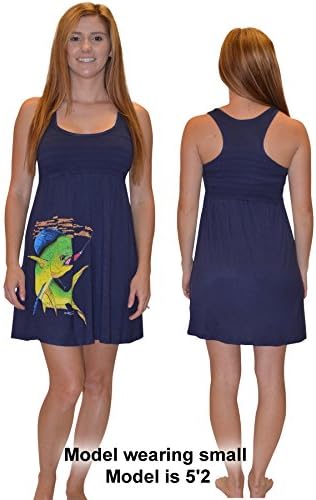 Sporty Girl Navy Racerback Mahi Mahi Fishing Dress (Large)