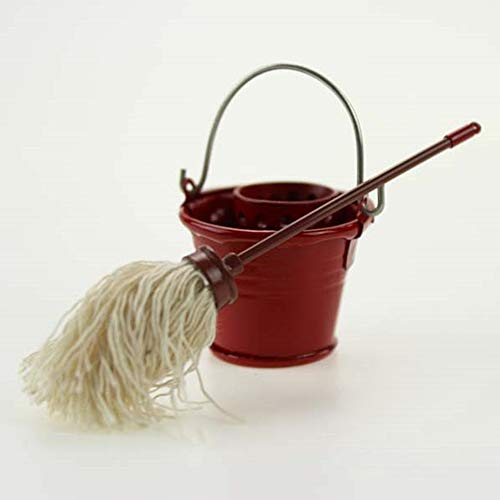 yanQxIzbiu Premium Dollhouse Accessories Miniature Cleaning Water Bucket Mop Mini Decor Toy Gift - Red - Thumbnail 2