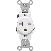 Leviton Single Receptacle, 20 Amp, 250 Volt, Commercial Specification Grade, Smooth Face, Side Wire, 2-Pole 3-Wire, White, 58
