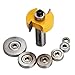 FivePears 1/2 Inch Shank Rabbet Router Bit with 6 Bearings Set, Adjustable Multiple Depths 1/8