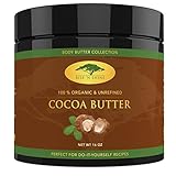 Unrefined Organic Cocoa Butter Raw/Food Grade Perfect for Skin Care, Keto Snacks, Lip Balm, Body Lotion, Stretch Mark Cream, Bar Soap, Body Butter, Hair Care, Cacao Butter Soap Making Base (16 oz)