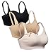 iLoveSIA Nursing Bras for Breastfeeding, Seamless Supportive Padded Bra for Pregnancy, Comfy Women Sleep Bralette for Mom Maternity Postpartum Full Coverage Black Pink Nude XL
