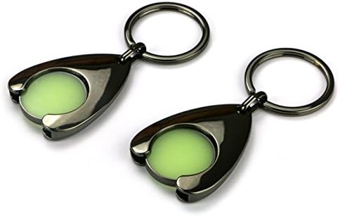 Glo Coin – Pound Coin Token for trolleys & lockers. Convenient and Stylish Keyring Holder. Ultra-Bright Glow-in-The-Dark Function. UK-Made. (2 Pack)