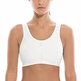 SYROKAN Women's High Impact Zipper Front Wire Free Cross Back Support Sports Bra White 40D