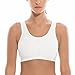 SYROKAN Women's High Impact Zipper Front Wire Free Cross Back Support Sports Bra White 40D
