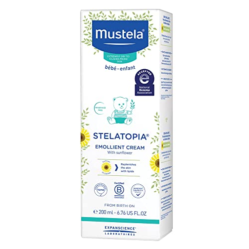 MUSTELA STELATOPIA ECZEMA-PRONE SKIN EMOLLIENT BABY CREAM – MOISTURIZING BODY LOTION WITH NATURAL AVOCADO & SUNFLOWER OIL – FRAGRANCE-FREE – 6.76 FL. OZ.