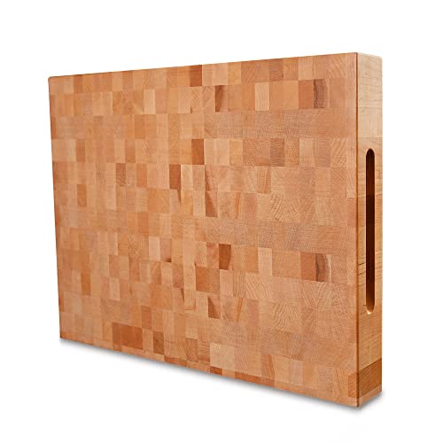 CONSDAN Cutting Board, USA Grown Hardwood, Butcher Block Hard Maple with Invisible Inner Handle, Prefinished with Food-Grade Oil, Suitable for Kitchen End Grain, 1-1/2