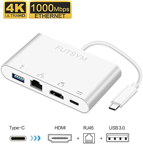 USB-C Hub Ethernet HDMI Adapter, Thunderbolt 3 USB 3.1 Type C to HDMI 4K Gigabit Ethernet RJ45 USB 3.0 for New MacBook Pro 2017/2016 Samsung Galaxy S9/S8/Plus/Note 8 DEX Station Nintendo Switch Dock