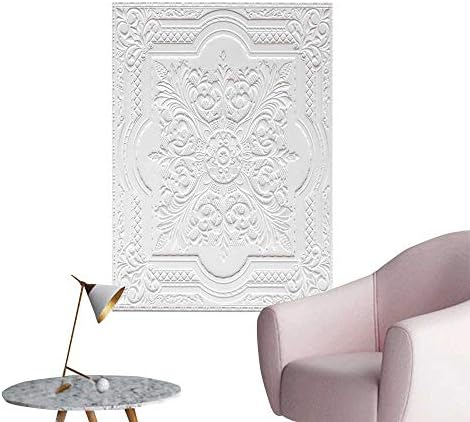 SeptSonne Wall Decoration Wall Stickers Patterns ceil Gypsum Sheet White Flowers Print Artwork,28" W x 52" L