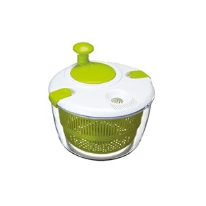 Keuken Ambacht Gezond Eten Grote Salade Spinner en Dresser, Wit/Groen, 25 cm