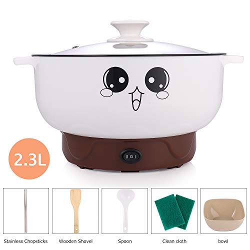 MINGPINHUIUS 4-in-1 Multifunction Electric Cooker Skillet Wok Electric Hot Pot For Cook Rice Fried Noodles Stew Soup Steamed Fish Boiled Egg Small Non-stick with Lid (2.3L, without Steamer) - Thumbnail 5