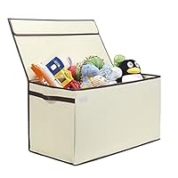 Great Useful Stuff | Bigger, Sturdier Toy Chest | Collapsible with Flip-Top Lid, Large, Ivory 600 Denier | Extra Tough