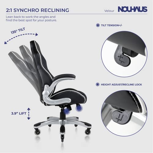 NOUHAUS Velour Office Chair Velvet Computer Chair with Retractable
