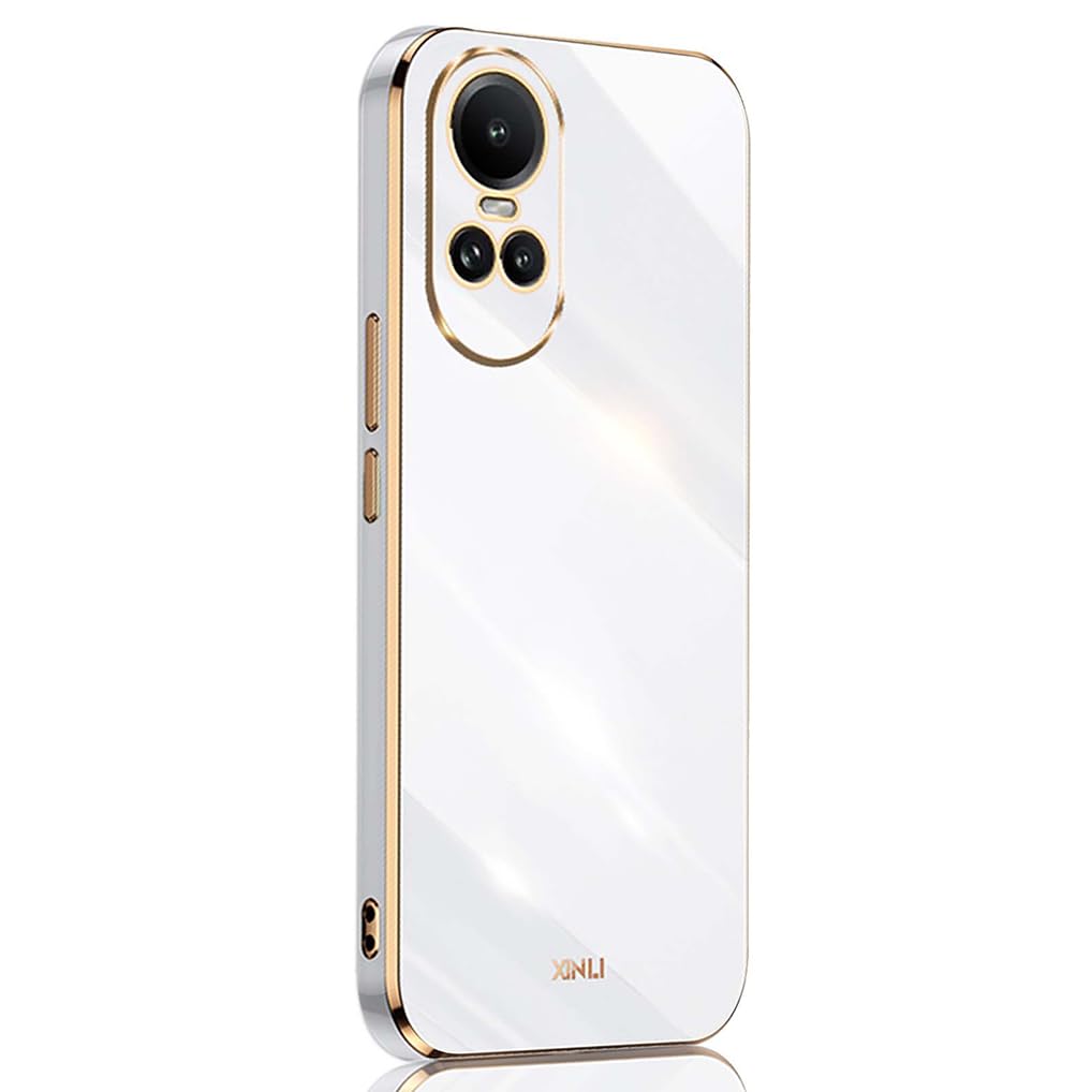 SEAHAI Case for OPPO Reno 10 5G / OPPO Reno 10 Pro 5G, Ultra Thin Premium TPU Bumper Shockproof Soft Cover Electroplating Phnom Penh Design Silicone Skin Slim Case, White