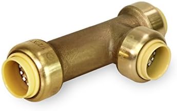Everflow Supplies Pushlock Slip Tee UPRT3434 Push x Push x Push 3/4 Inch, Potable Water Distribution, Hydronic Heating Applications, Quick & Easy Installation, Lead Free Dzr Brass Construction