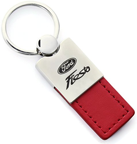 Ford Fiesta Red Leather Car Fob Key Chain Ring