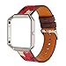 Watchband with Frame for Fitbit Blaze, Soft Leather Replacement Strap Printing Bracelet Strap for Fitbit Blaze Smart Fitness Watch (Retro Flower Red)