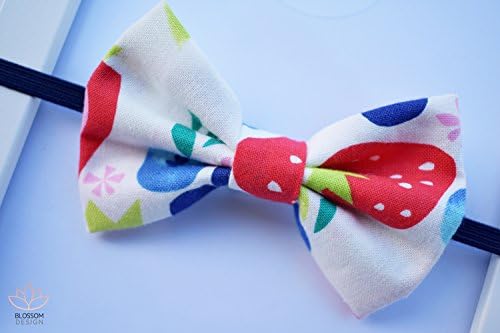 Strawberry Print Headband, White Bow Headband,Strawberry Hair Bow, Hair Bow Headband, Baby Girl Headband, Toddler Headband, Mommy and Me Bow, Ready To Ship, Headband For All Ages