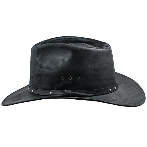Sterkowski Cattle Leather Classic Western Cowboy Outback Hat US 6 7/8 Black